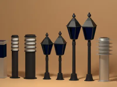 Solar Garden Light Collection 3D model