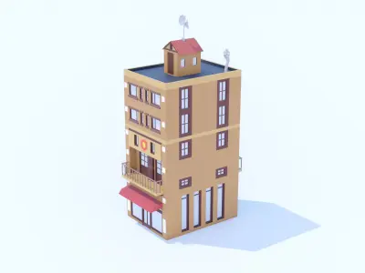Italian Building number 2 Lowpoly Low-poly 3D model