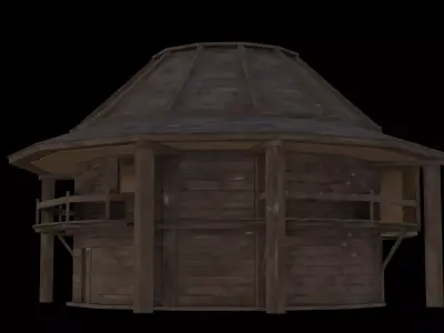 wooden house Low-poly 3D model