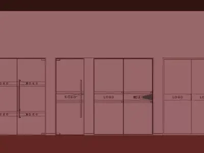 3D model of office privacy glass doors and windows 3D model