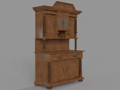 Oak Antique Cabinet 3D model