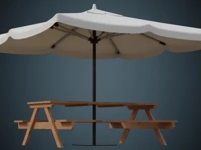 Patio Umbrella 1A Low-poly 3D model