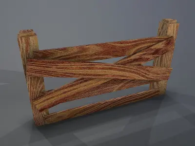 Wooden Fence  Low-poly 3D model