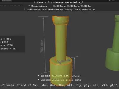 Groundwater monitoring well 2 version 2  Low-poly 3D model