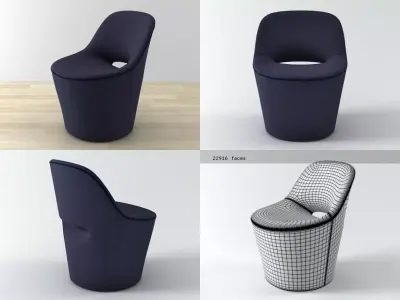 Armchair chair that folds up like book 3D model