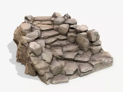 Old Rock Stairs Low-poly 3D model