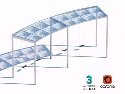 Modern Shaded Swing Structure for Parks and Playgrounds 3D model