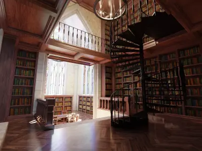 Classic Library for Blender Eevee and Cycles Low-poly 3D model