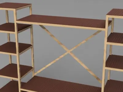 trys 1 three bookshelves on cobblestone street 3D model