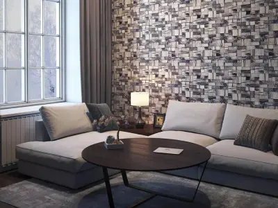 Patchwork Wood Blocks Wallpaper Texture