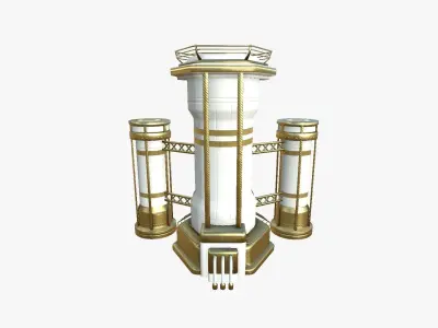 SciFi Facility A11 Gold - Sci Fi Exterior Design Low-poly 3D model