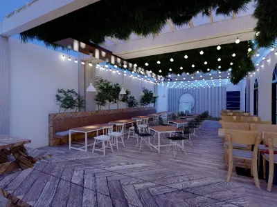 Restaurent Indoor and outdoor with an office 3D model