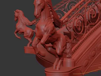 classic stairs entrance hall 3D model Texture