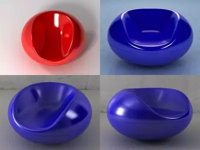 P C four different colored spheres 3D model