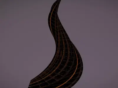 Twisted Layered Tower Futuristic 3D model