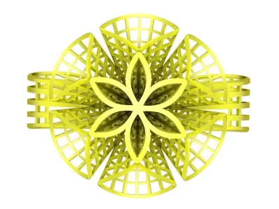 Floral Wire Cuff Ring 3D Jewelry Model 6407 3D print model