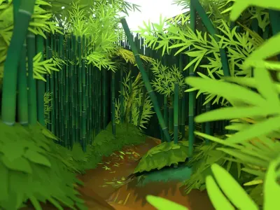 Bamboo Forest - Hand Painted Low-poly 3D model