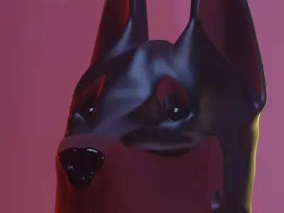 Doberman Pinscher sculture 3D print model