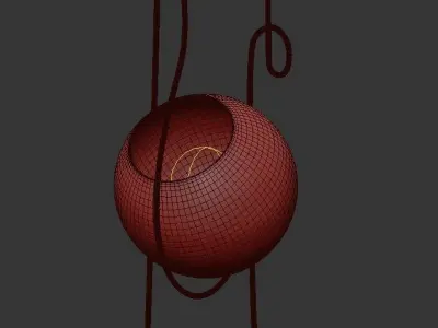 Fiddlehead pendant light with five balls hanging from it 3D model