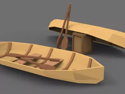 Low Poly Stylized Boat Lowpoly 3D model Low-poly 3D model