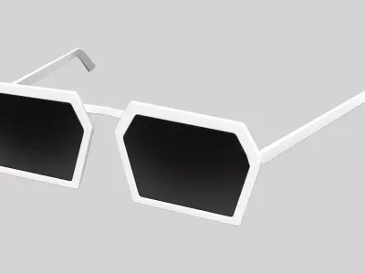 White Plastic Frame Hexagon Fashion Sunglasses Low-poly 3D model