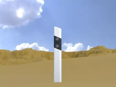 Delineator posts with white reflectors L Low-poly 3D model