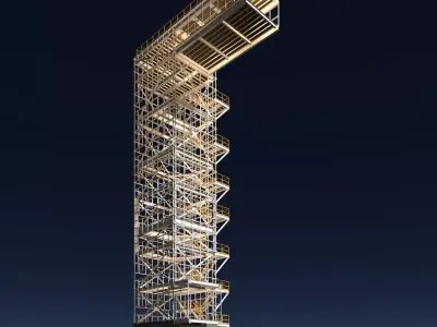 Industrial tower building in structure 26i08 3D model