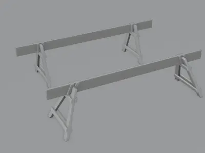 Wooden Police Barriers with 4K Textures Low-poly 3D model