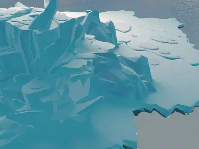 Cartoon Iceberg  Ice Cave sea surface  Snow Mountain 3D model