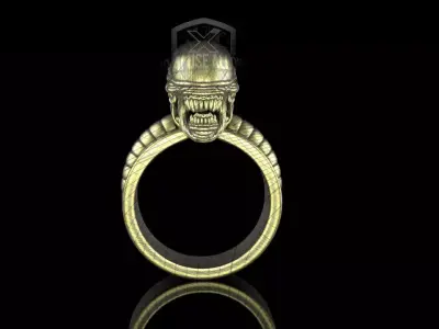 ring jewelry alien v183 3D print model