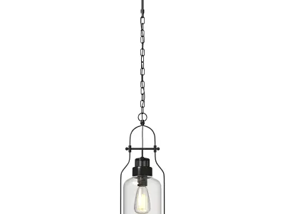 Rust Metal Glass Lantern Pendant Light 3D model