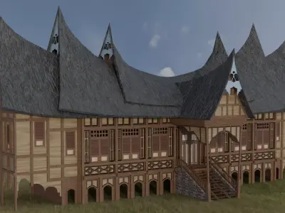 Traditional Houses - Rumah Gadang Low-poly 3D model