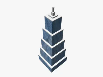 Cartoon skyscraper building 5 Low-poly 3D model