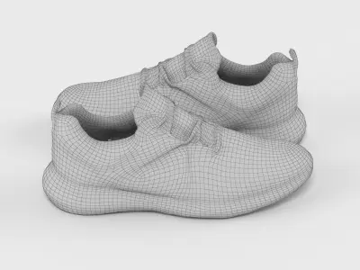 White Sports Shoes 3D model