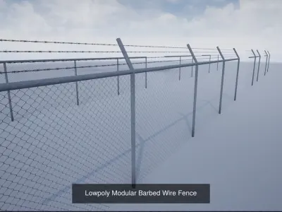 Modular Barbed-Wire Fence Collection 3D Model Pack