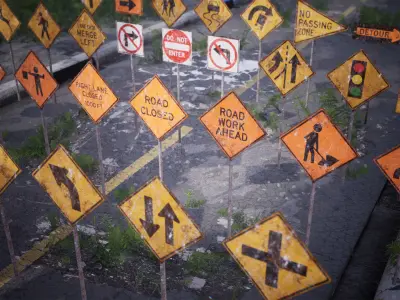 Road Signs Package  120 Assets Low-poly 3D model