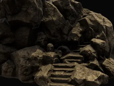 mountain rock Low-poly 3D model