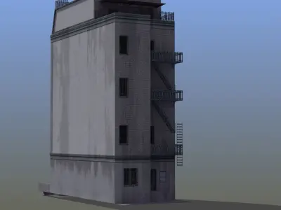 Old Row House Low-poly 3D model