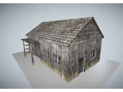 wooden house Low-poly 3D model