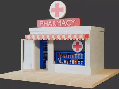 Pharmacy Low-poly 3D model