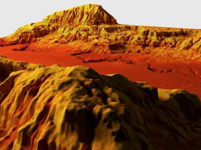 Cartoon mountain terrain with canyon and fissures 3D model