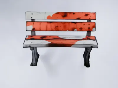 Stylized Park Bench - Low Poly Urban Scene Prop 3D model