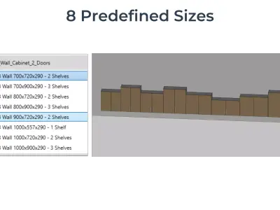 DOUBLE DOOR WALL Cabinet Revit Family UK Parametric 3D model