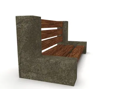 Bench street asset Low-poly 3D model
