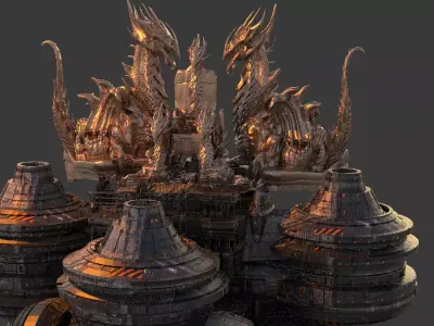 Floating Desert Dragon Throne platform 6   3D model