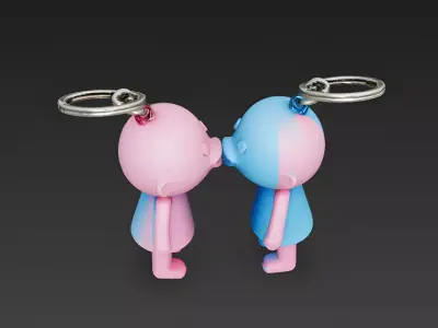 Kissing Magnetic Keychains 3D Model Low-poly 3D model