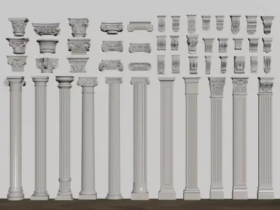 European-style column ornamentation 3D model