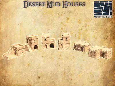 Desert Mud Houses Tabletop Terrain 28 MM  3D print model