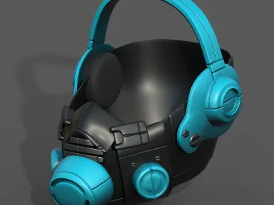 Gas mask helmet 3d model military combat  Low-poly 3D model 3