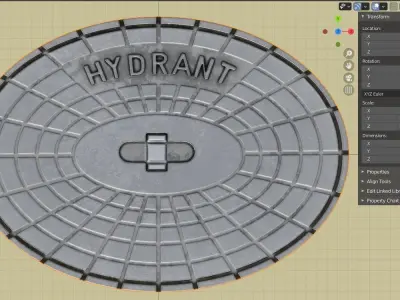 Sewer Cover 2 Hydranten High-Poly 3D model